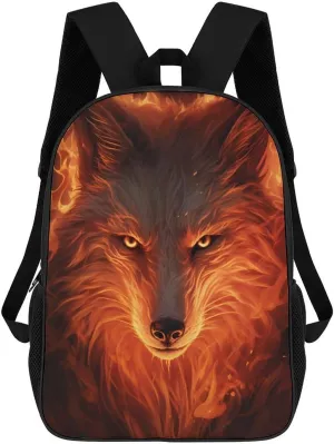 Flaming Wolf 17 Inch Backpack Adjustable Strap Laptop Bag Travel Daypack Shoulder Bag