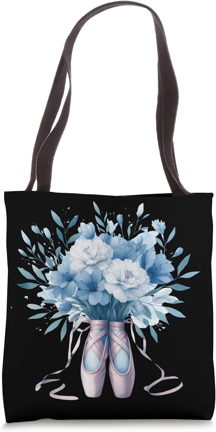 Floral Pointe Graceful Ballet Shoes Art Blossom Arrangement Tote Bag
