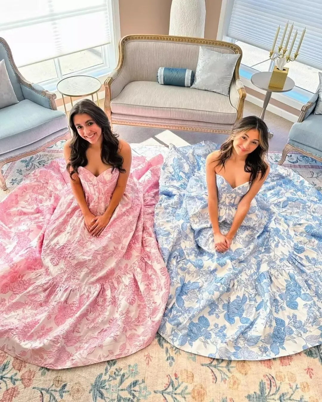 Floral Satin Prom Dresses for Women Strapless Jacquard Corset Formal Evening Party Gowns with Pockets