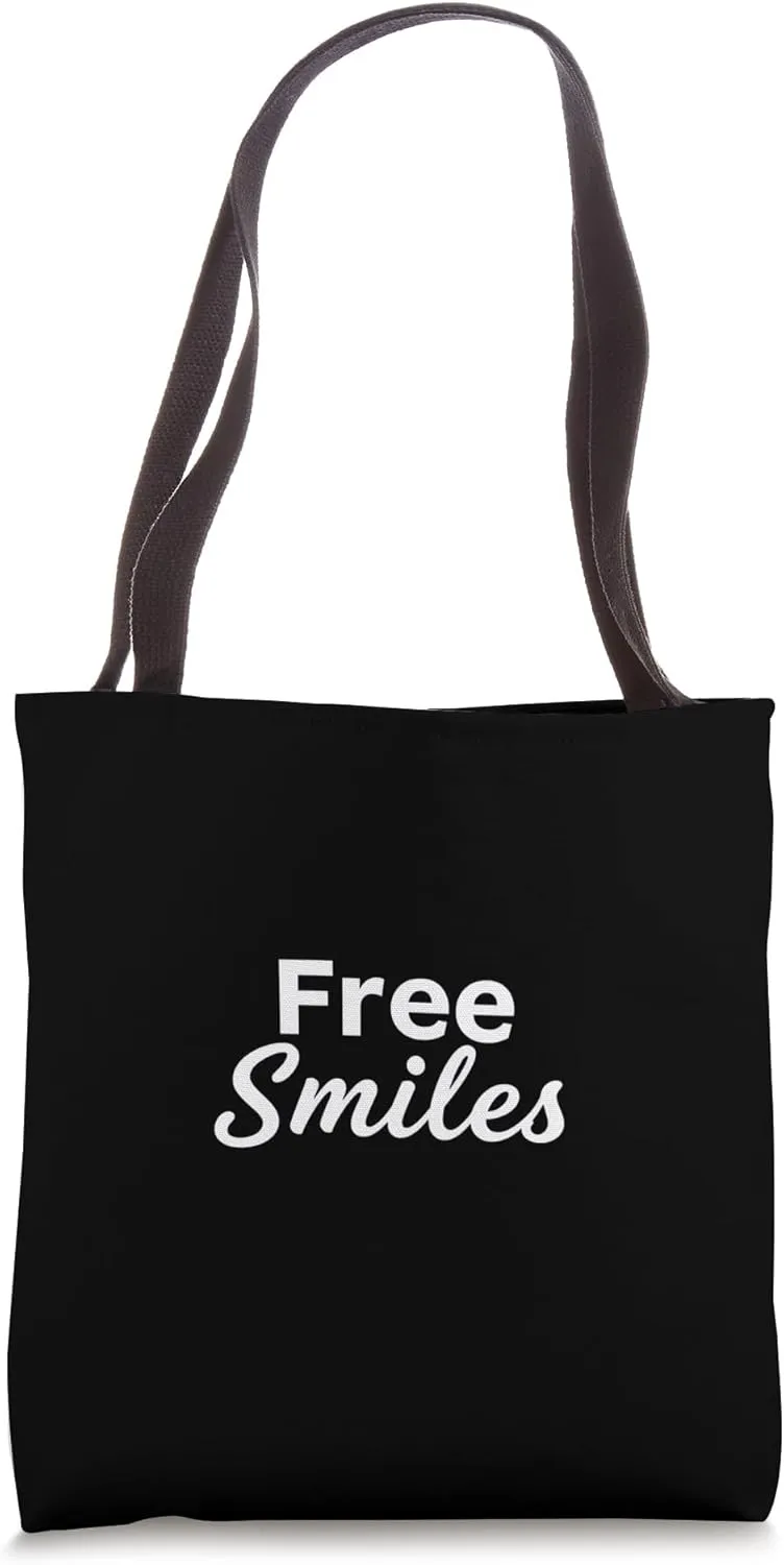 Free Smiles Bold Typography Tote Bag