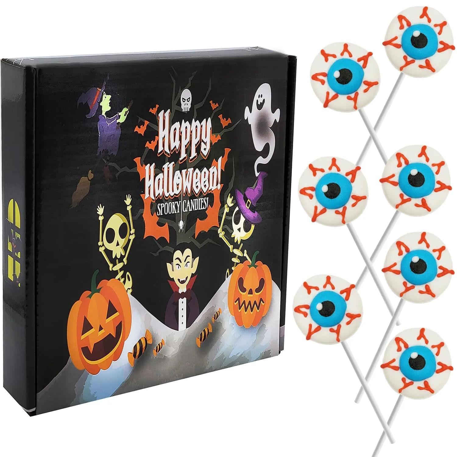Fruidles Eyeballs Halloween Lollipop Candy, Trick-Or-Treat Party Bag Fillers, Party Favor (48-Pack)