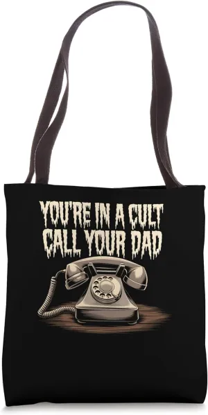 Funny Cult Joke Call Your Dad Retro Phone Design Tote Bag