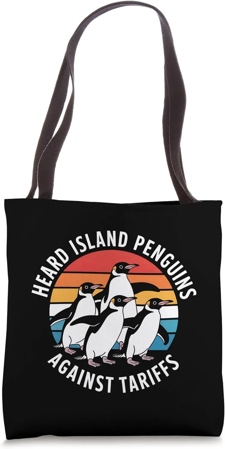 Funny Heard Island Penguins Against Tariffs Tote Bag