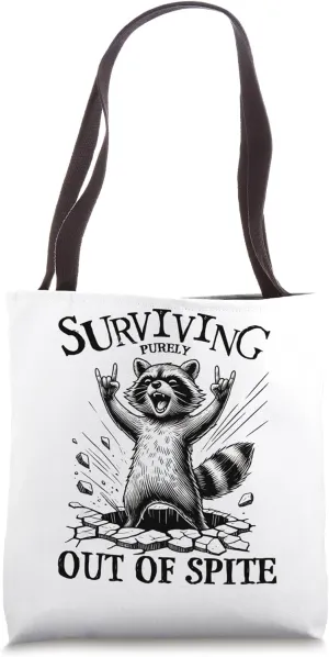 Funny Raccoon I Exist Purely Out Of Spite Trash Panda Meme Tote Bag