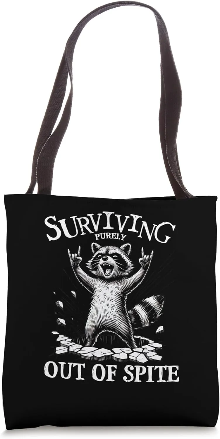Funny Raccoon I Exist Purely Out Of Spite Trash Panda Meme Tote Bag