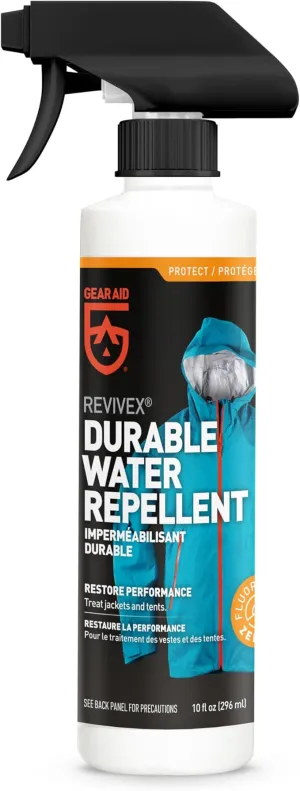 Gear AID Revivex Durable Water Repellent (DWR) Spray for Waterproofing, Restoring Performance on Nylon Jackets, Gore-TEX, Paddle, Snow and Camping Gear