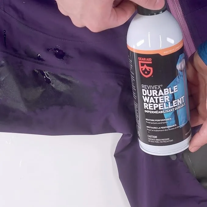 Gear AID Revivex Durable Water Repellent (DWR) Spray for Waterproofing, Restoring Performance on Nylon Jackets, Gore-TEX, Paddle, Snow and Camping Gear