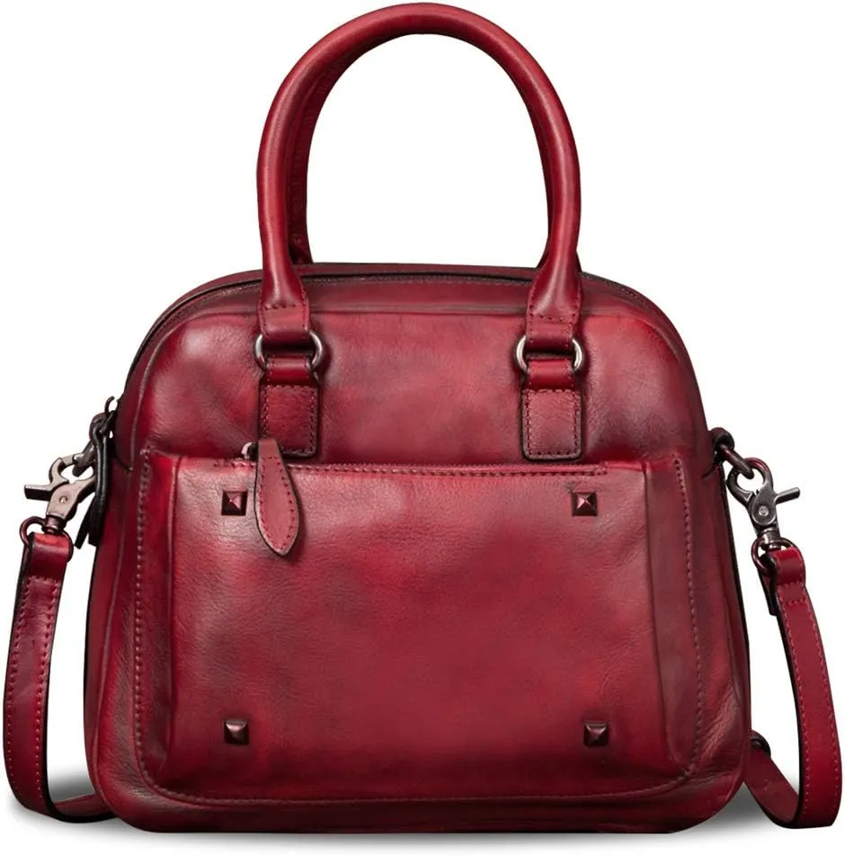 Genuine Leather Satchels for Women Top Handle Bags Handmade Vintage Crossbody Bag Purses Shoulder Bag