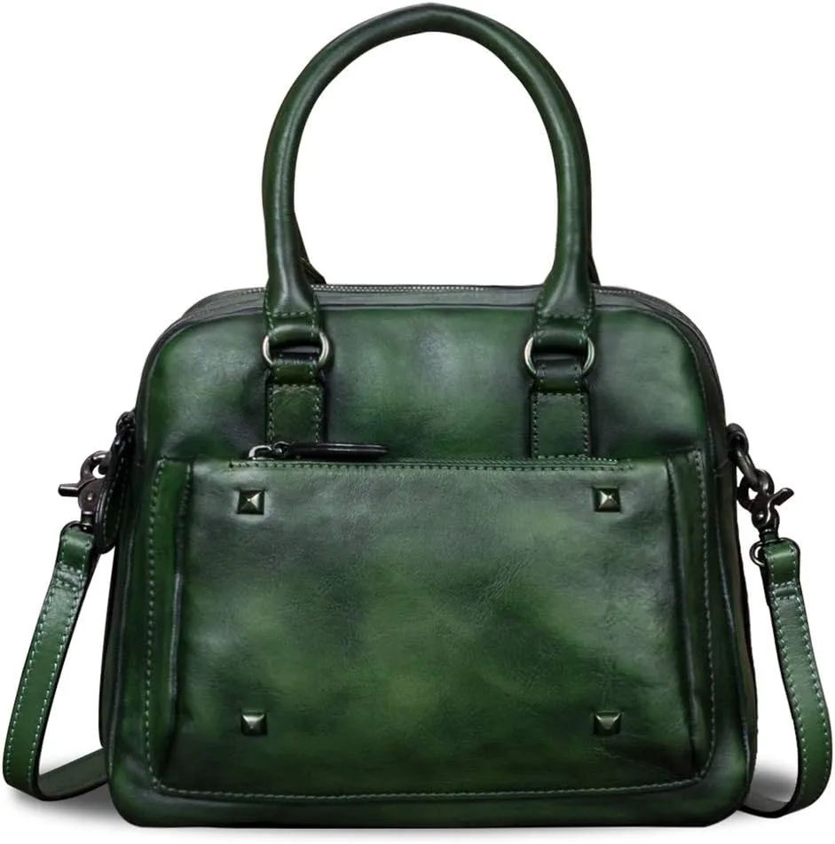 Genuine Leather Satchels for Women Top Handle Bags Handmade Vintage Crossbody Bag Purses Shoulder Bag