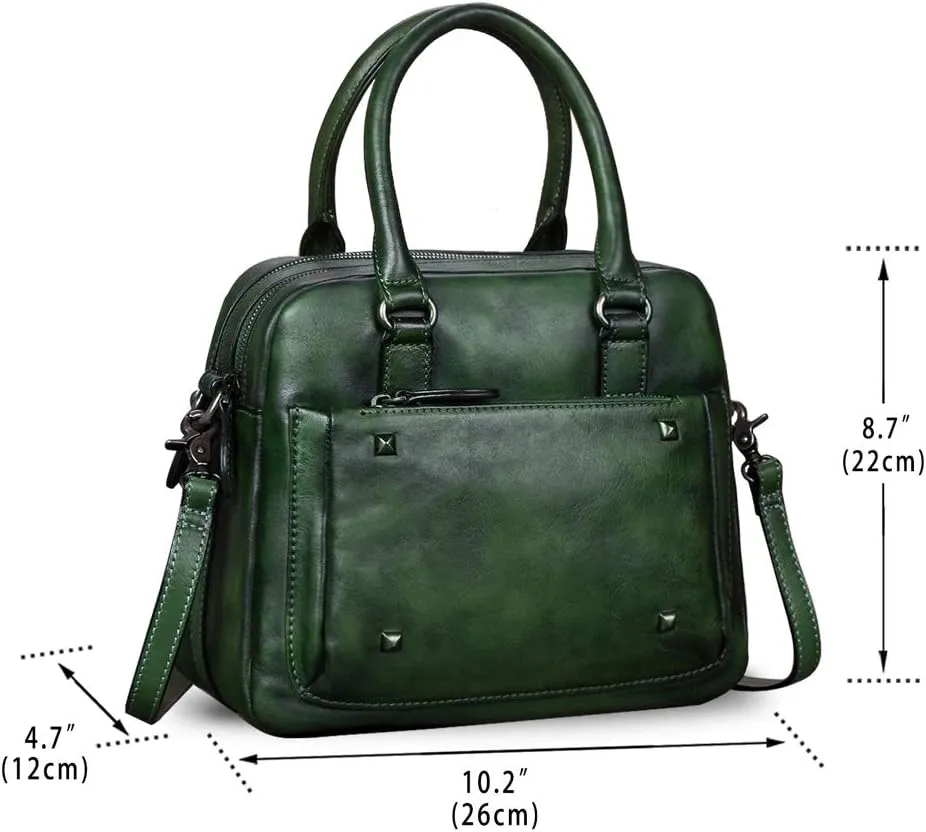 Genuine Leather Satchels for Women Top Handle Bags Handmade Vintage Crossbody Bag Purses Shoulder Bag