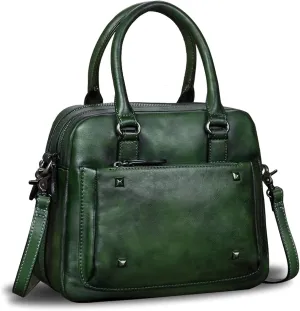Genuine Leather Satchels for Women Top Handle Bags Handmade Vintage Crossbody Bag Purses Shoulder Bag