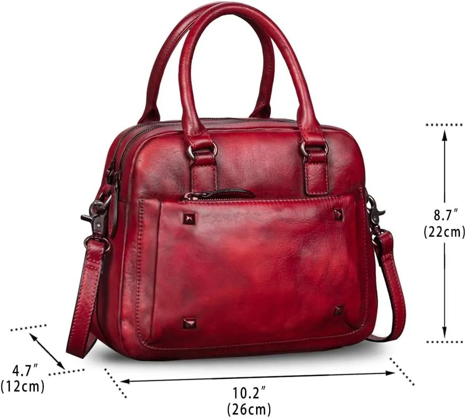 Genuine Leather Satchels for Women Top Handle Bags Handmade Vintage Crossbody Bag Purses Shoulder Bag