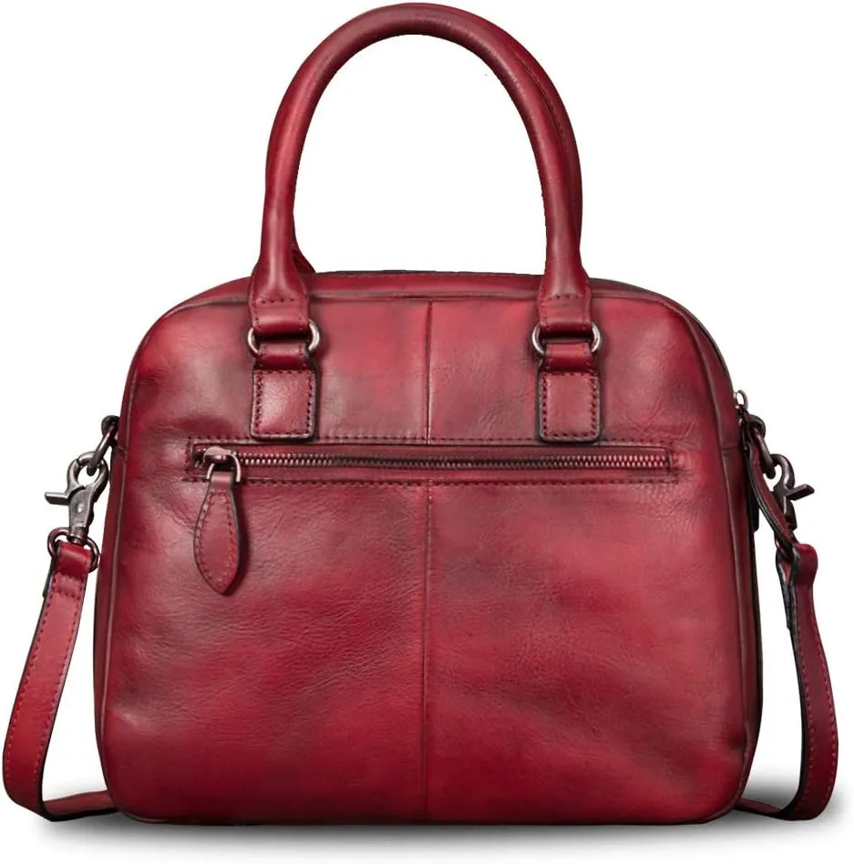 Genuine Leather Satchels for Women Top Handle Bags Handmade Vintage Crossbody Bag Purses Shoulder Bag