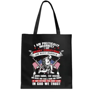 God Blessing Gift Ideas for Politically Incorrect ers Black Multicolor Canvas Tote Bag