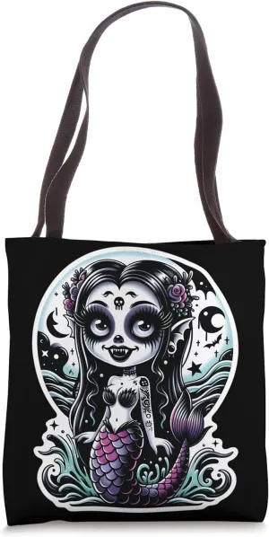 Gothic Cute Fashion Mermaid Enigmatic Graphic Design Tote Bag