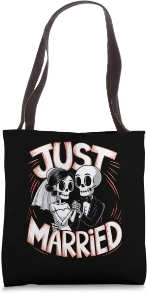 Gothic Just Married Skeleton Couple Tote Bag