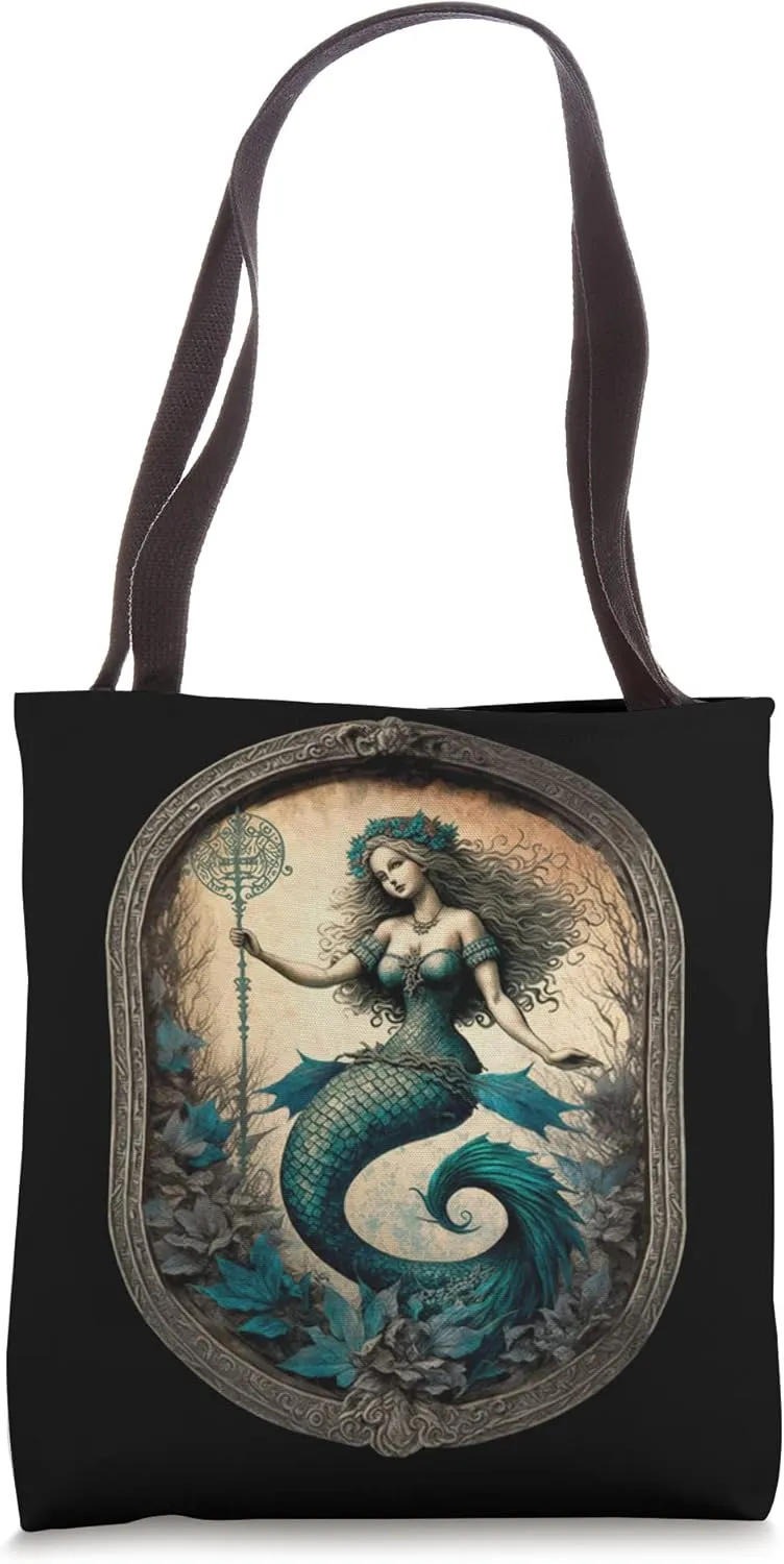 Gothic Mermaid Dark Mystical Fantasy Grunge Fairycore Tote Bag