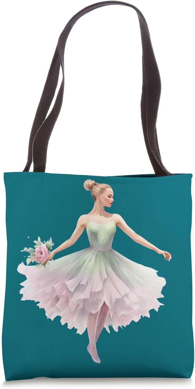 Green Ballerina Girl Dance Ballet Pink Lyrical Musical Tote Bag