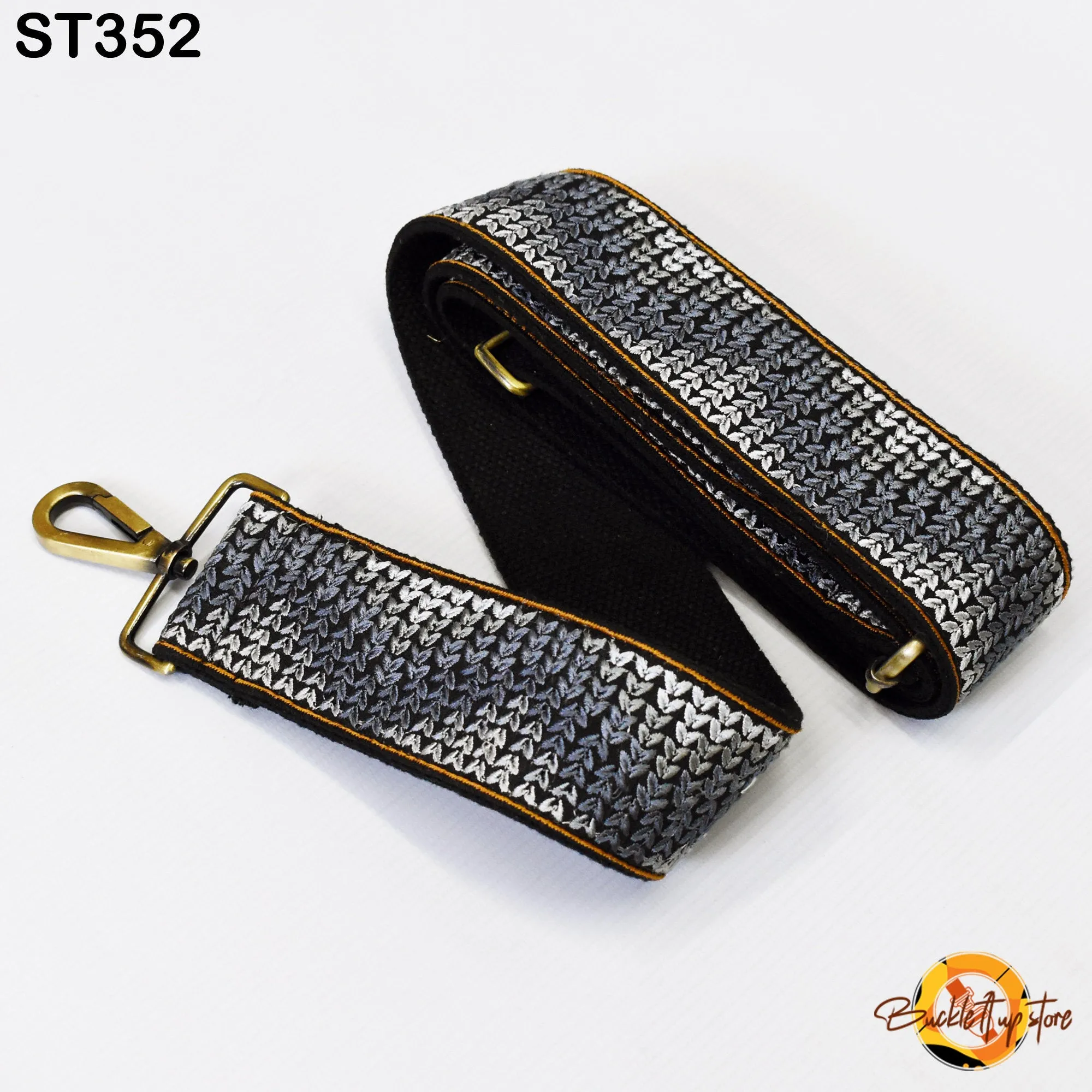 Grey Embroidery Replacement Purse Strap Crossbody Strap for Purses Floral Embroidered Bag Strap Boho Guitar Strap Handbag Strap Gift for her