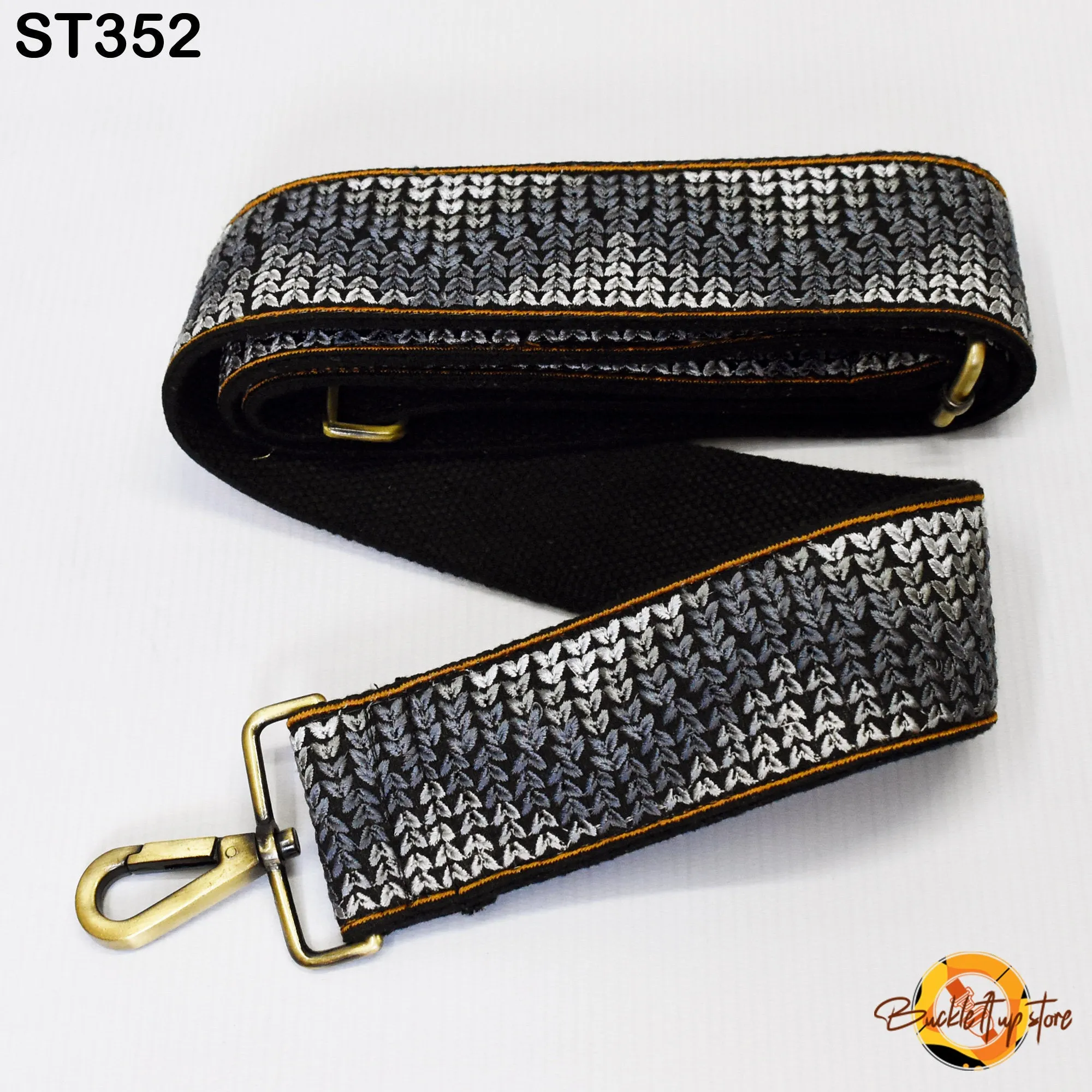 Grey Embroidery Replacement Purse Strap Crossbody Strap for Purses Floral Embroidered Bag Strap Boho Guitar Strap Handbag Strap Gift for her