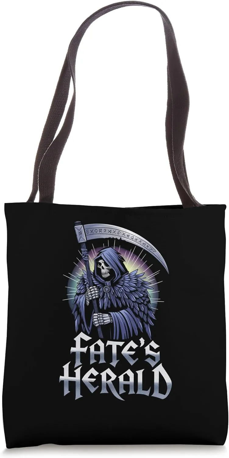 Grim Reaper Fate’s Herald Nordic Raven Art Fantasy Fans Tote Bag