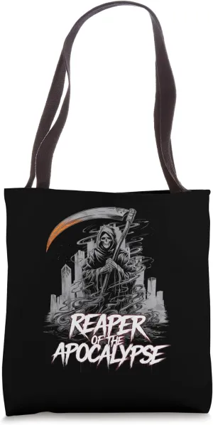 Grim Reaper Reaper of the Apocalypse Collapsing City Art Tote Bag
