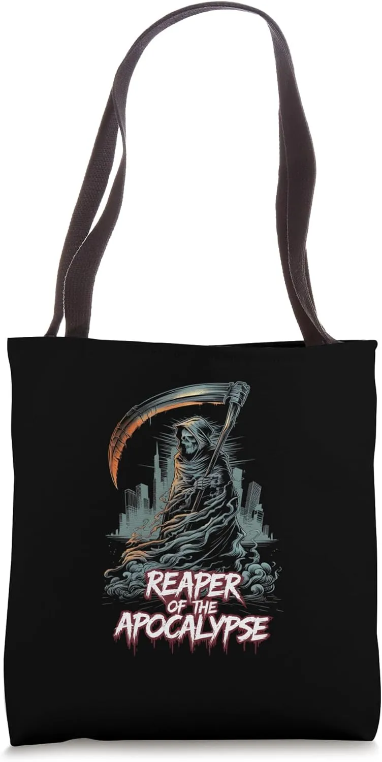 Grim Reaper Reaper of the Apocalypse Collapsing City Art Tote Bag