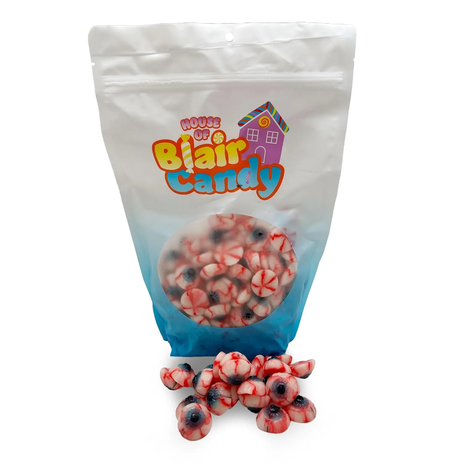 Gummy Eyeballs - 3 LB Resealable Stand Up Candy Bag - Halloween Themed Bloody Eyeball Gummies - Scary Novelty Candy for Trick or Treaters and Party Favor Bags