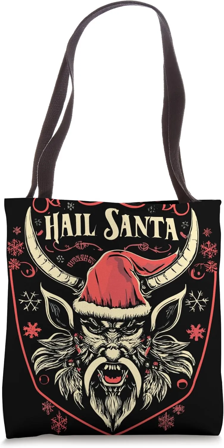 Hail Santa Krampus Gothic Christmas Tote Bag
