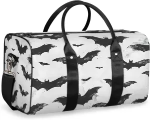 Halloween Bat Travel Duffle Bag, Sports Gym Bags for Women Men, Carry On Weekender Overnight Bag, Spooky Bat Workout Hospital Airplane Trips Bag