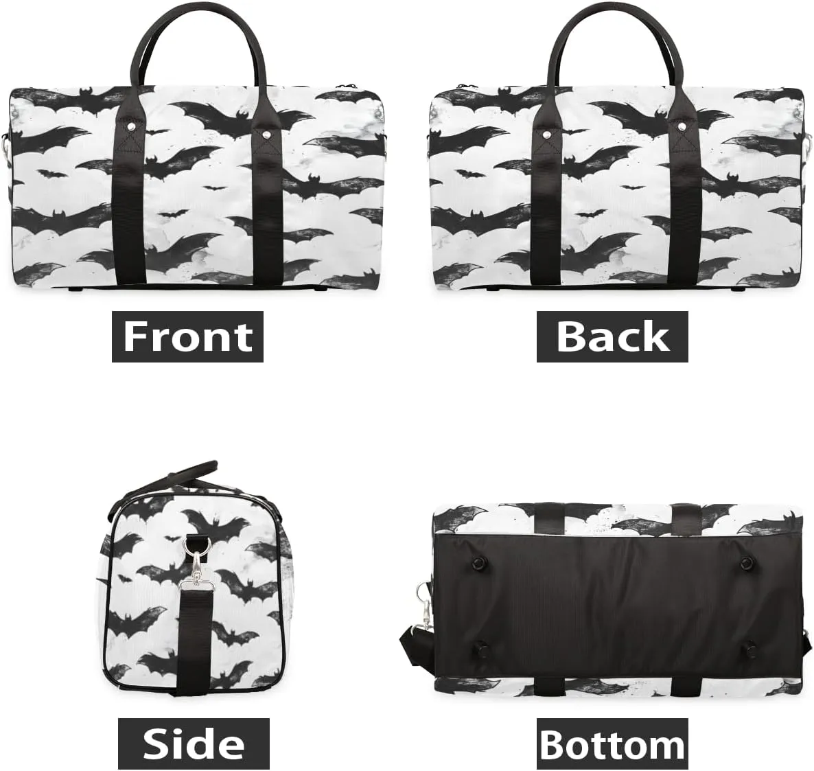 Halloween Bat Travel Duffle Bag, Sports Gym Bags for Women Men, Carry On Weekender Overnight Bag, Spooky Bat Workout Hospital Airplane Trips Bag
