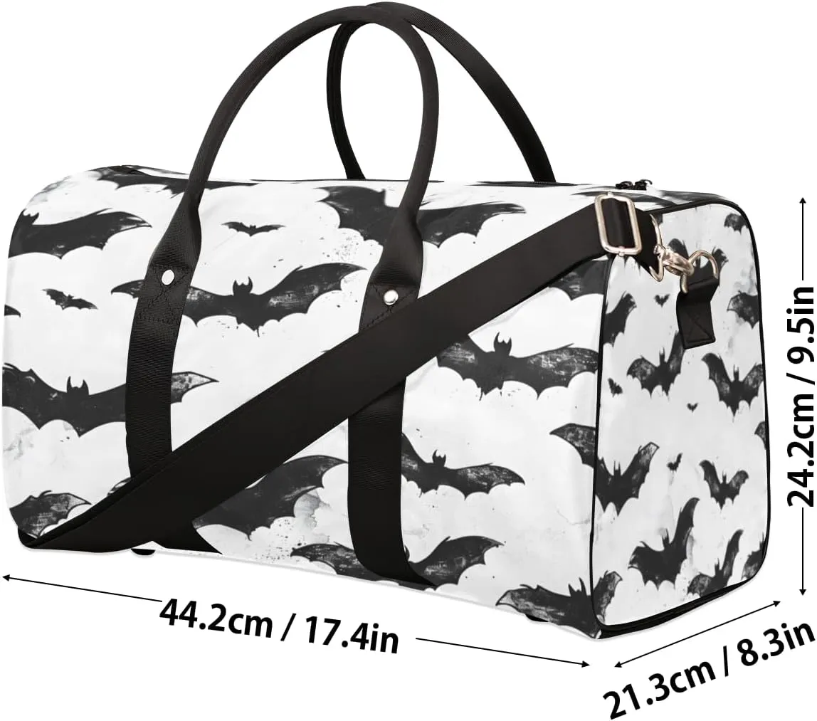 Halloween Bat Travel Duffle Bag, Sports Gym Bags for Women Men, Carry On Weekender Overnight Bag, Spooky Bat Workout Hospital Airplane Trips Bag