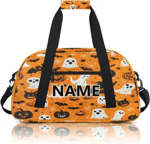 Halloween Mini Gym Bag 18 inch for Women Men Waterproof Custom Halloween Pumpkins Spooky Travel Duffel Bag Carry On Overnight Tote Nurse Bag for Work Fitness Hiking