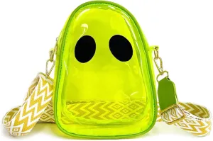 Halloween Pumpkin Clear Crossbody Purse, Transparent Lovely Ghost Purse Novelty Cute Spooky Season Shoulder Bag for Women