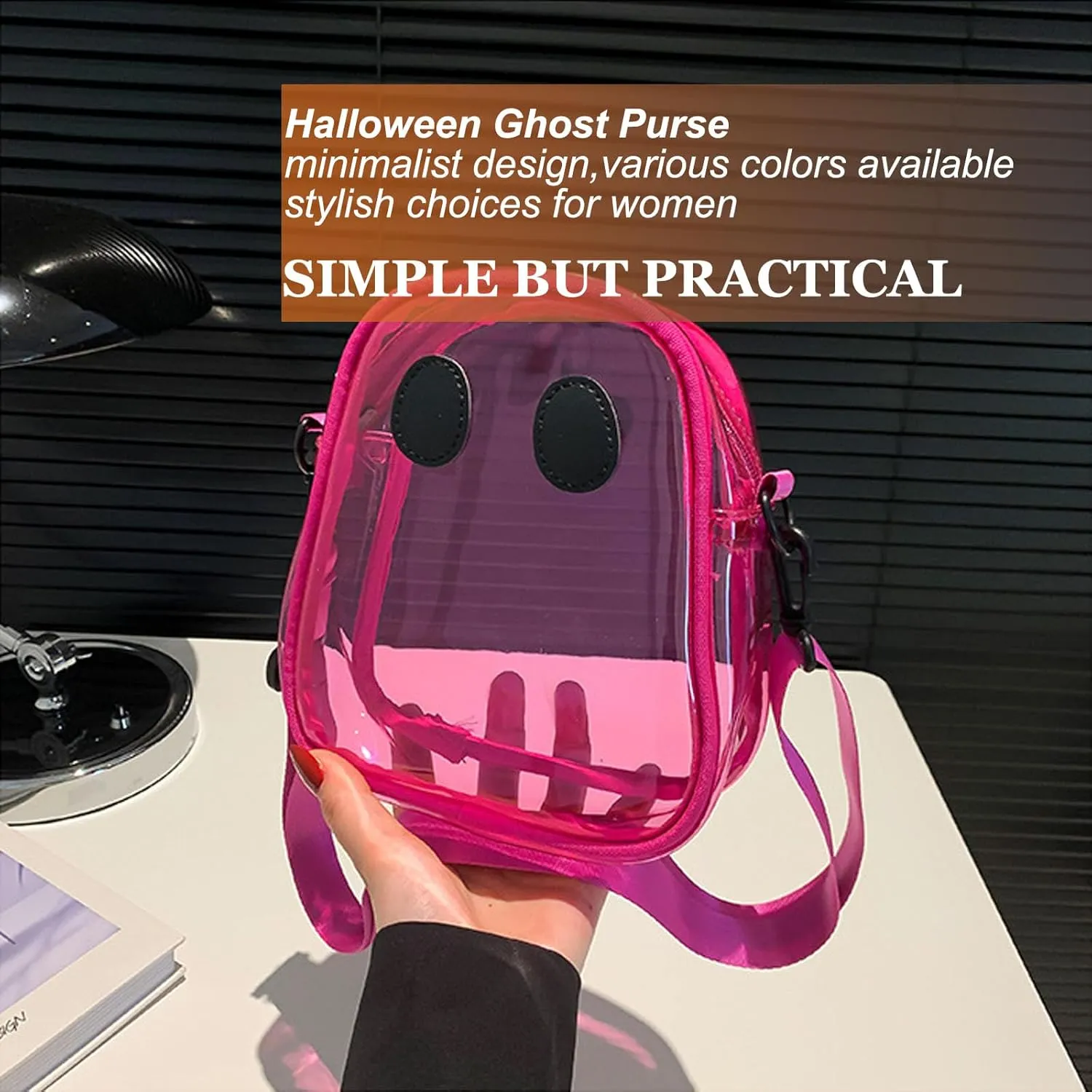 Halloween Pumpkin Clear Crossbody Purse, Transparent Novelty Ghost Purse Cute Spooky Season Shoulder Bag for Women