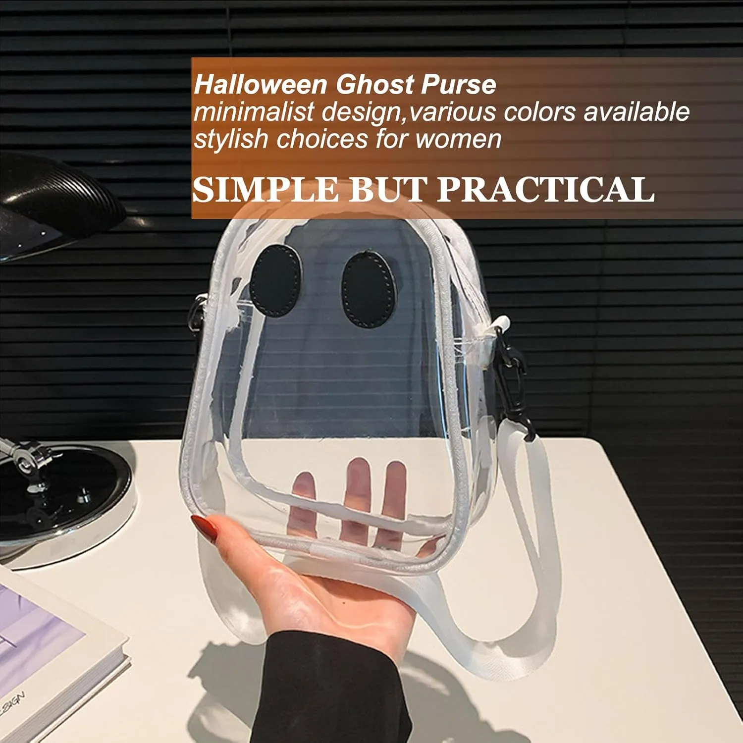 Halloween Pumpkin Clear Crossbody Purse, Transparent Novelty Ghost Purse Cute Spooky Season Shoulder Bag for Women