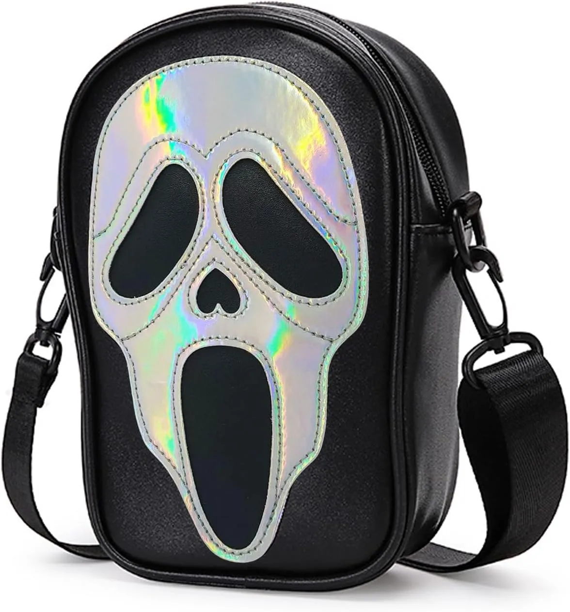 Halloween Pumpkin Crossbody Bag, Pu Leather Novelty Ghost Purse Cute Spooky Season Gothic Shoulder Bag for Women