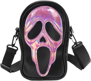 Halloween Pumpkin Crossbody Bag, Pu Leather Novelty Ghost Purse Cute Spooky Season Gothic Shoulder Bag for Women