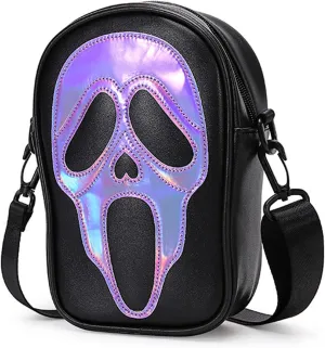 Halloween Pumpkin Crossbody Bag, Pu Leather Novelty Ghost Purse Cute Spooky Season Gothic Shoulder Bag for Women