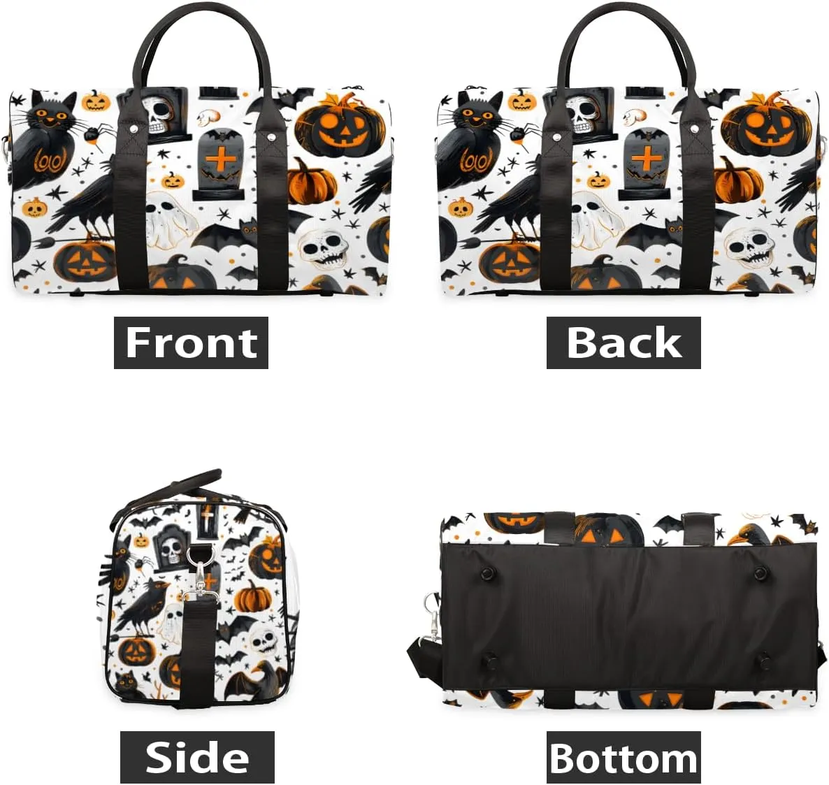 Halloween Theme Travel Duffle Bag for Women Men Gym Duffel Foldable Bag Waterproof Weekender Spooky Gothic Duffle Tote