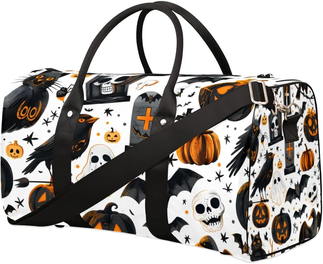 Halloween Theme Travel Duffle Bag for Women Men Gym Duffel Foldable Bag Waterproof Weekender Spooky Gothic Duffle Tote