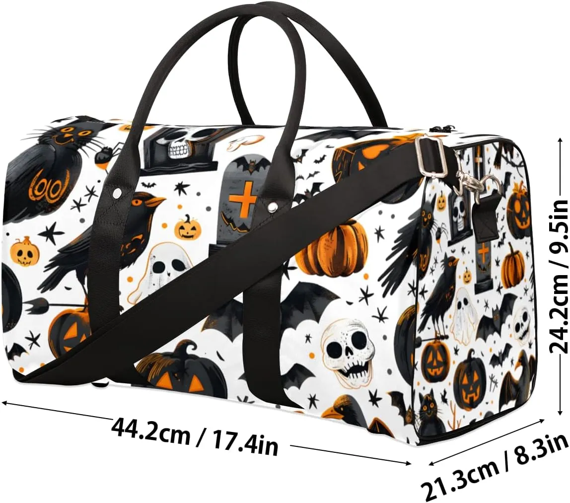 Halloween Theme Travel Duffle Bag for Women Men Gym Duffel Foldable Bag Waterproof Weekender Spooky Gothic Duffle Tote