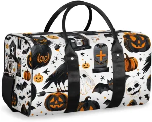 Halloween Theme Travel Duffle Bag for Women Men Gym Duffel Foldable Bag Waterproof Weekender Spooky Gothic Duffle Tote