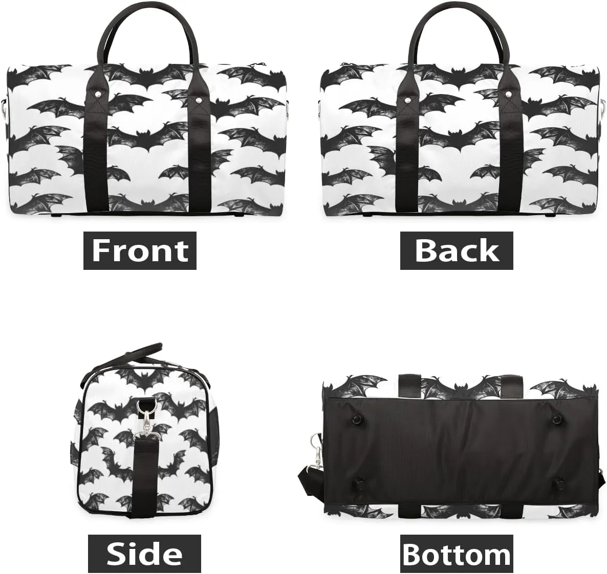 Halloween Travel Duffle Bag, Sports Gym Bags for Women Men, Carry On Weekender Overnight Bag, Spooky Bat Workout Hospital Airplane Trips Bag