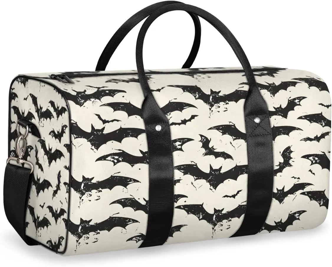 Halloween Travel Duffle Bag, Sports Gym Bags for Women Men, Carry On Weekender Overnight Bag, Spooky Bats Workout Hospital Airplane Trips Bag