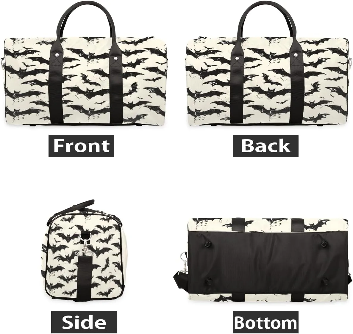 Halloween Travel Duffle Bag, Sports Gym Bags for Women Men, Carry On Weekender Overnight Bag, Spooky Bats Workout Hospital Airplane Trips Bag