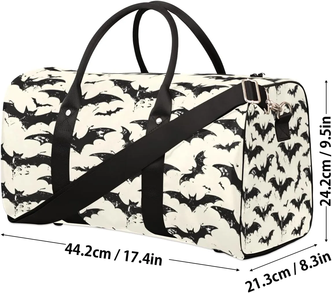 Halloween Travel Duffle Bag, Sports Gym Bags for Women Men, Carry On Weekender Overnight Bag, Spooky Bats Workout Hospital Airplane Trips Bag