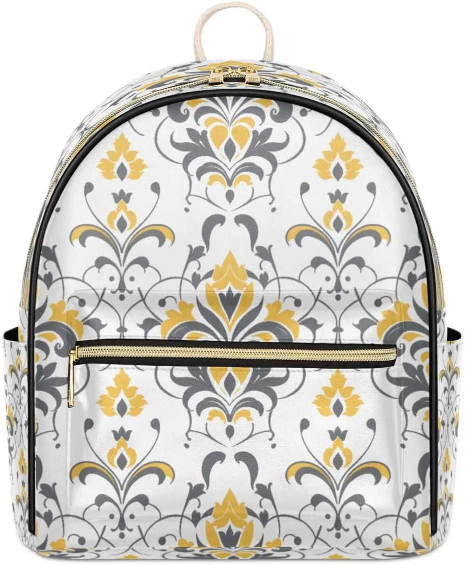 Hand Painted Flower Abstraction PU Leather Backpack Mini Backpack Purse for Women Small Bag with Adjustable Strap Fashionable Travel Bag Daypack