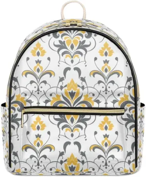 Hand Painted Flower Abstraction PU Leather Backpack Mini Backpack Purse for Women Small Bag with Adjustable Strap Fashionable Travel Bag Daypack