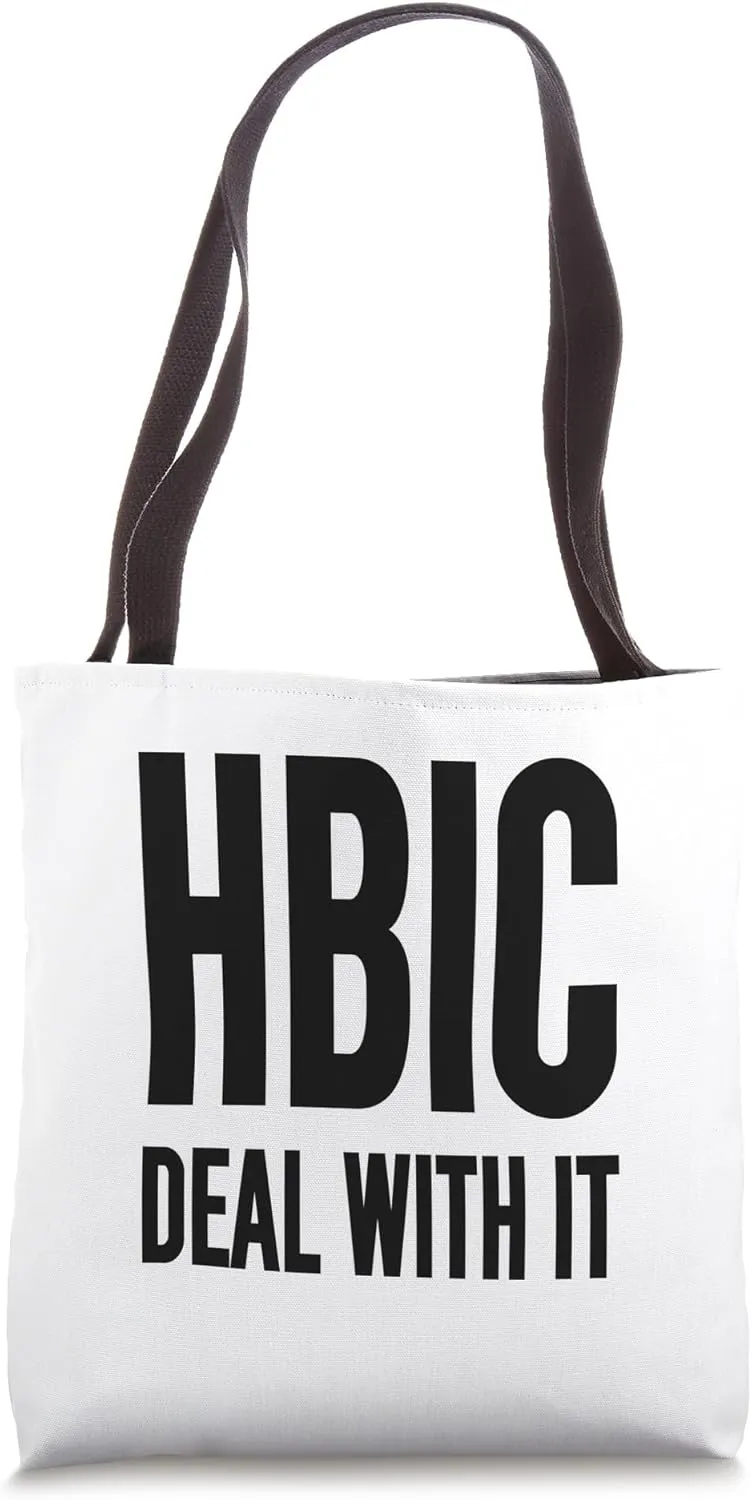 HBIC Deal With It Funny Humorous Bold Graphic Black Text Tote Bag